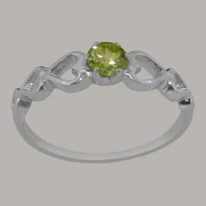 9k White Gold Natural Peridot Womens Solitaire Ring - Sizes 4 to 12 - Picture 1 of 3