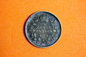 1918 Canda 5 Cents Silver Coin #M18225 - Picture 1 of 2