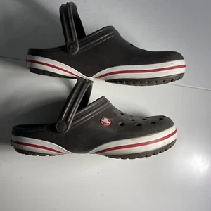 Crocs Unisex Crocband X Clog 14433 Black Womens Size 10 Mens 8 White Red Stripe - Picture 1 of 5