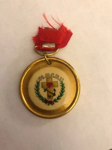 Vintage Kreuz Herz Anker 2 Zweige Runde Medaille 1,25" - Bild 1 von 2