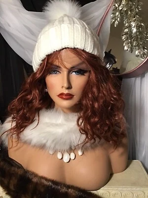 PRECIOSO, 18” ROJO, LÍNEA DEL CABELLO PRE-ARRANCADA, 13” X 5” ENCAJE, RIZOS EN ABUNDANCIA, PELUCA Foto 1 de 4