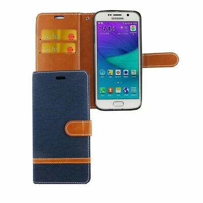 Phone Case for Samsung Galaxy S6 Edge Case Wallet Cover 360 Case Blue UK - Image 1 of 3