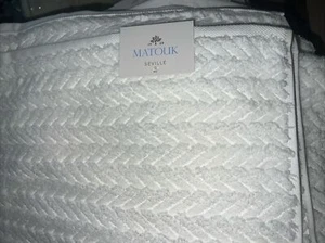 Matouk Bath Sheet Towel Set of 2 Seville White Loose Braid Pattern New Cotton - Picture 1 of 4