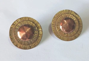 Vintage Winifred Mason Chenet d'Haiti Modernist Mixed Metals Screwback Earrings - Picture 1 of 8