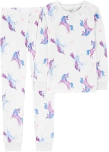 Carter's 2 Pc Unicorn Pajama Set Snug Firt Girl 14 White - Picture 1 of 2