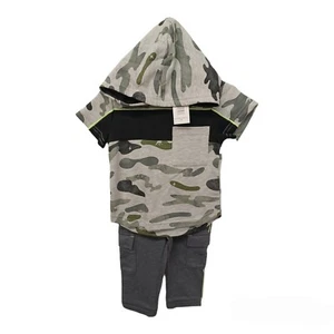 Wonder Nation Baby Boys Camo/Dinosaur Hoodie Cargo Jogger Set-12M - Picture 1 of 5