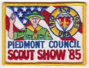 BOY SCOUT PATCH - PIEDMONT COUNCIL - SCOUT SHOW 1985 - 4" x 3" - Picture 1 of 1