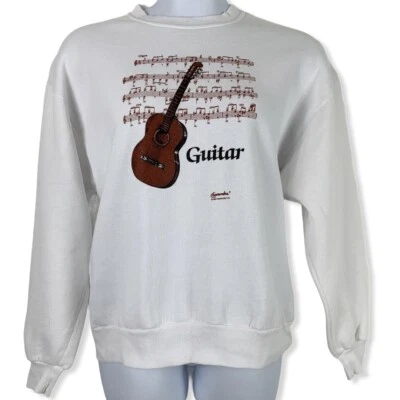 Sudadera De Colección Talla Grande Jerzees Guitarra Partituras Gráficas Blanco Marrón Foto 1 de 4