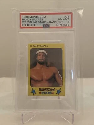 Randy Savage 1986 Monte Gum Rookie Wrestling Stars #94 PSA 8 Pop 8 Macho Man - Image 1 of 4