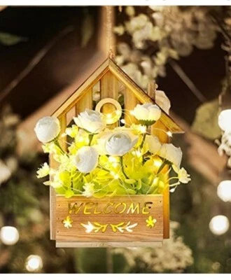 LED Artificial White Rose String Lights Home Decor Lamp  - Image 1 of 4