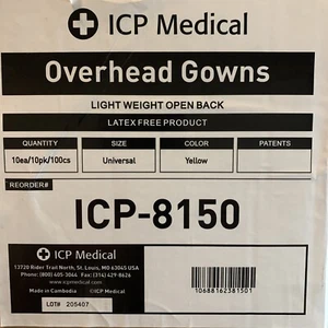100 Pcs Team Medical ICP-8700 Isolation Gowns Level 2 -White- Universal Size - Picture 1 of 3