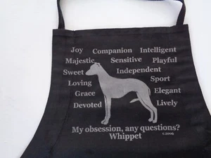Whippet Dog My Obsession Schürze für Fellpflege, Shows, Küche schwarz mit silber ABVERKAUF - Bild 1 von 5
