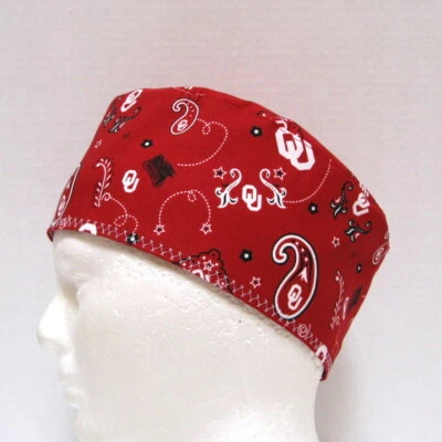 Oklahoma University Mens Scrub Hat, Chemo Hat, Medical Skull Cap, One Size - Image 1 of 4