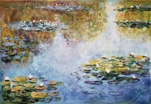 Monet Pond -#6, 24x36, 100% Oil Painting on Canvas, Reproduction of Monet - Picture 1 of 6