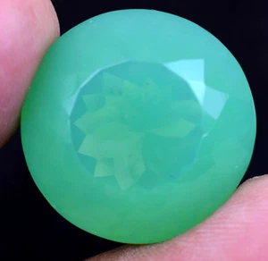 39.90 Ct Natural Oceanside Green Opal Unheated CERTIFIED Round Gemstone - Picture 1 of 7