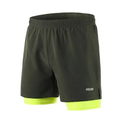 Pantalones Cortos Para Hombre 2 en 1 Correr Ciclismo Deportes Pantalones Cortos Transpirables de Secado Rápido Foto 1 de 4