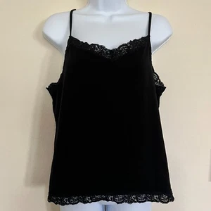 Van Heusen Y2K Whimsi Fairy Black Lace Trim Spaghetti Strap Tank Top SZ L - Picture 1 of 8
