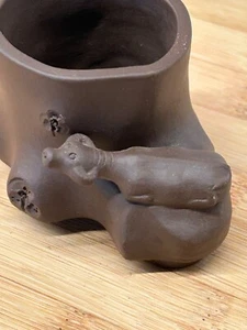 Yixing Zisha Clay Pot – Handmade Buffalo Design Planter | Rustic Chinese Bonsai - Picture 1 of 6