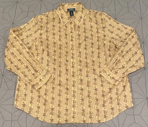 Camisa con botones de perlas florales Lauren Ralph Lauren talla grande talla 3X encaje romántico en mal estado - Imagen 1 de 6
