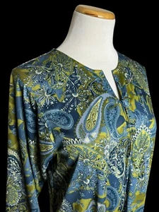 Women's Vintage Retro Groovy Zip Robe Paisley Sz M Pockets 70's Look Floral - Picture 1 of 8