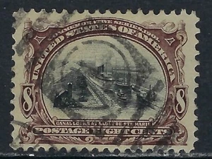 B&D: 1901 U.S. Scott 298 8c Pan Am Canal Locks at Sault Ste. sello grande Marie - Imagen 1 de 2