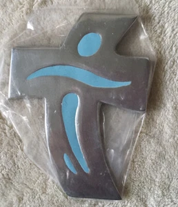 Modern Freestyle Cross Metal Wall Art 3” x 4” Christian Decor Jesus On Cross - Picture 1 of 5