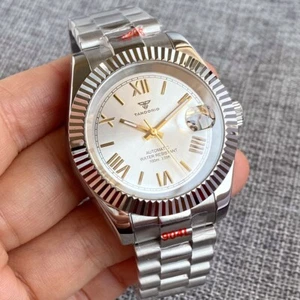 Reloj automático para hombre Tandorio 39 mm esfera plateada cristal zafiro fecha Japón NH35A - Imagen 1 de 6