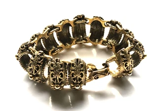 Pulsera Gruesa Vintage Botticelli Ornamentada Tono Bronce Pesado - Imagen 1 de 7