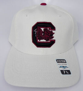 SOUTH CAROLINA GAMECOCKS WHITE NCAA VINTAGE FITTED SIZED TOW CAP HAT NWT!