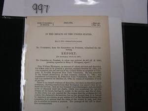 Govt Report Civil War Pension  William Thompson Company E Twelfth Regiment  #997 - Bild 1 von 1