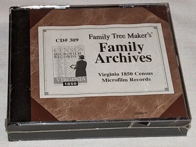 sealed 6X CD-ROM Family Tree Maker's #309 Census Microfilm Record VIRGINIA 1850 - Image 1 of 4