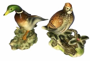 Vintage Ceramic Pottery Quail and Male Mallard Duck Figurines Shafford Japan - Picture 1 of 19