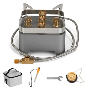 Portable Camping Stove 12000W Burner &Cassette Adapter Backpacking Burner +Bag - Picture 1 of 12