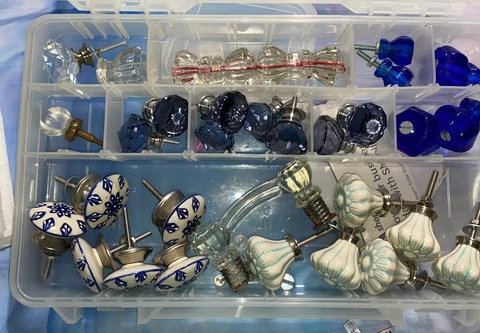Vintage Mixed Lot of￼ 30+ Drawer Pulls Cabinet Knobs  Glass Porcelain Cover