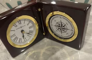 OROLOGIO DA SCRIVANIA INCERNIERATO HOWARD MILLER E BUSSOLA Nuovo in scatola con indicazioni. - Foto 1 di 10
