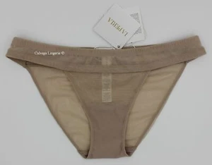 Neu mit Etikett La Perla 19003 ""Tüllrippen"" Low-Rise-Bikini aus Netz/Seide, beige, XS - Bild 1 von 6