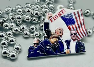 Mardi Gras Parade Beads Donald Trump FIGHT Bloody Ear Assassination Necklace - Picture 1 of 6