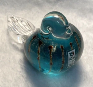 Signed Mdina Malta Art Glass Aqua Blue Bird Paperweight Figurine 2.5"H - Picture 1 of 7