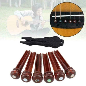 Alfileres de puente para guitarra acústica con clavijas de cuerda de madera de cocobolo con puntos de abulón 6 piezas EE. UU. - Imagen 1 de 11