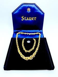 Stauer Sterling Silver Gold Tone Oval Link Necklace & Bracelet Set - Picture 1 of 8