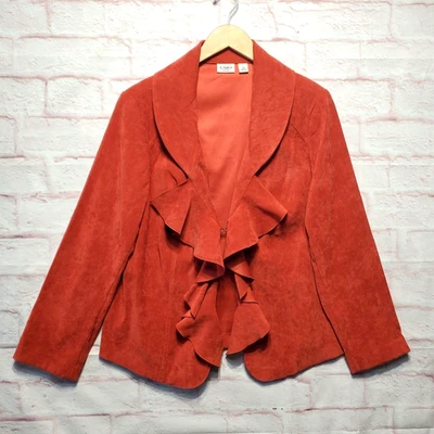 Chaqueta Blazer Cato Mujer 16W Naranja Volantes Frontales Terciopelo Imitación Gamuza Foto 1 de 4