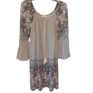 Umgee Dress Womens Xl Paisley 3/4 Bell Sleeve Boho Knee Length - Picture 1 of 9