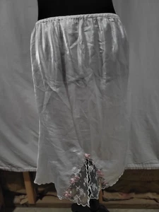 SHINY Vintage White ERIKA TAYLOR SATIN Half SLIP Skirt Smooth SLIPPERY Lace SZ-M - Picture 1 of 5