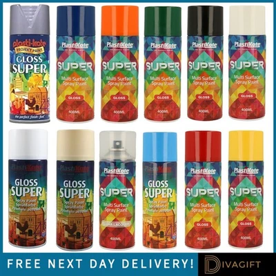 PLASTIKOTE VERNICE SPRAY SUPER LUCIDA 400ML TUTTI I COLORI PER PLASTICA METALLO LEGNO NUOVO - Immagine 1 di 4