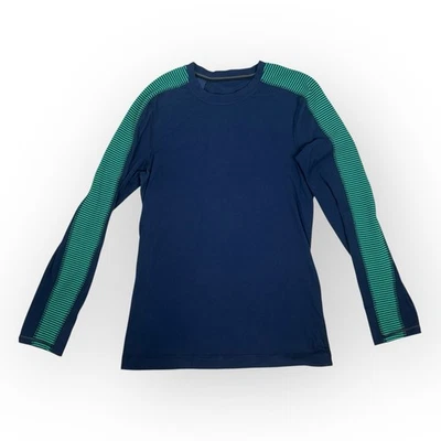 Pullover Lululemon Velocity manga larga para hombre pequeño tintero y verde correr atlético Foto 1 de 4