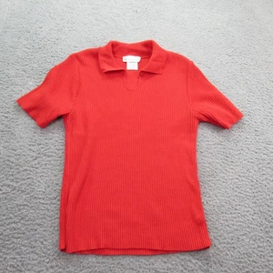 Pierre Cardin Red Ribbed Knit Short Sleeve Polo Shirt Medium - Picture 1 of 7
