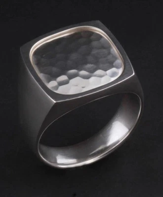 Georg Jensen Smithy Ring Hammered Sterling Silver 925S #580E Size 62mm As New Foto 1 de 4