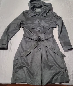 Karl Lagerfeld Paris Coat Womens XS Hooded Belted Trench Jacket Button Detail - Picture 1 of 16