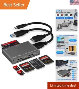 Compact USB 3.0 Card Reader: 7-in-1, Effortless Data Transfer for Photographers - Picture 1 of 8