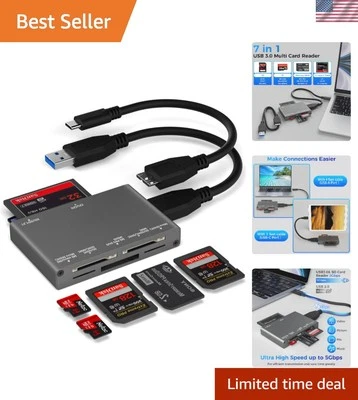 Compact USB 3.0 Card Reader: 7-in-1, Effortless Data Transfer for Photographers - Image 1 of 4